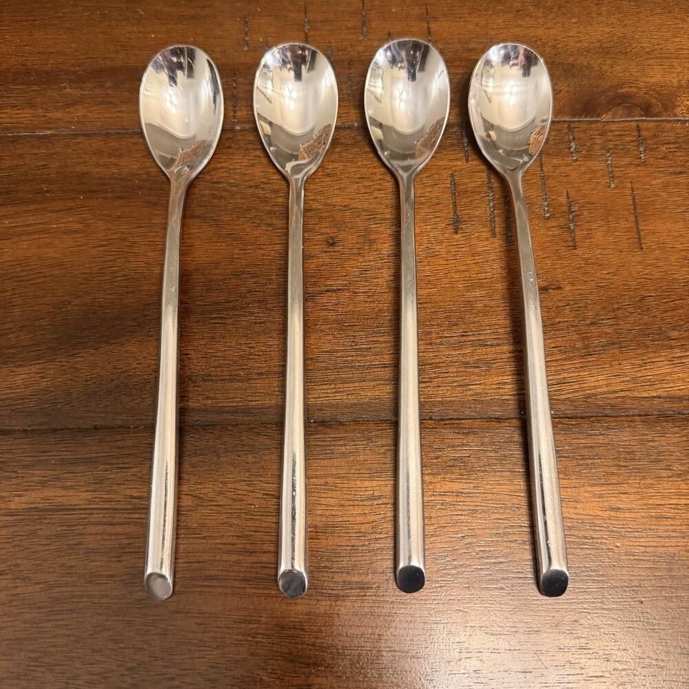 Towle Living Collection Beverage Spoons 18/10 Wave Stainless Flatware Set of 4